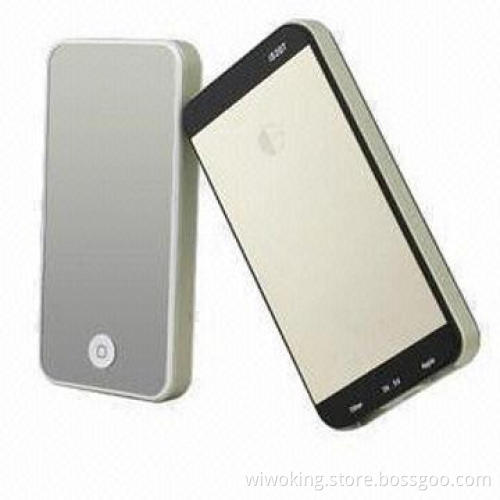 5,200mAh Portable Mirror Power Banks with Metal Back for iPhone, White and Black Colors